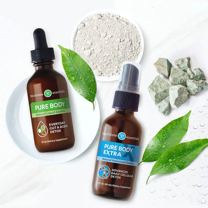 Touchstone Essentials Zeolite Detox Pack 30-day supply | 1 Pure Body (20mL) & 1 Pure Body Extra (60mL)
